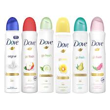 Dove Go Fresh Body Spray, 250ml, Pomegranate + Lemon, Pear Aloe Vera, Invisible Care Floral Touch, Dove Original 48hrs